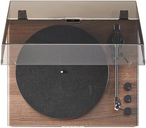 Crosley CR6046A-WAGL Stave 2-Speed Bluetooth Record Player Turntable with Built-in Speakers, Walnut