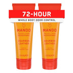 Mando Whole Body Deodorant For Men - Invisible Cream - 72 Hour Odor Control - Aluminum Free, Baking Soda Free, Skin Safe - 3 Ounce Tube (Pack of 2) - Bourbon Leather
