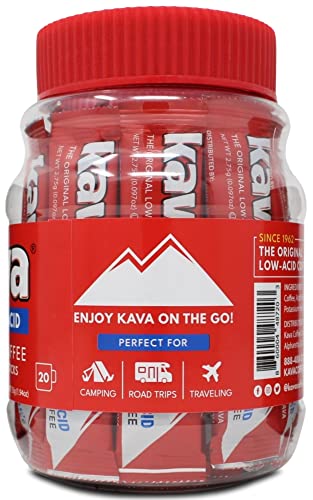 Kava Low Acid Instant Coffee Single Serve Stick Packets, 20 Count (Pack of 6)