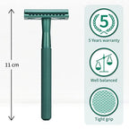 Bambaw Men Safety Razor, Single Blade Razor for Men & Women, Plastic Free Metal Razor – Sea Green