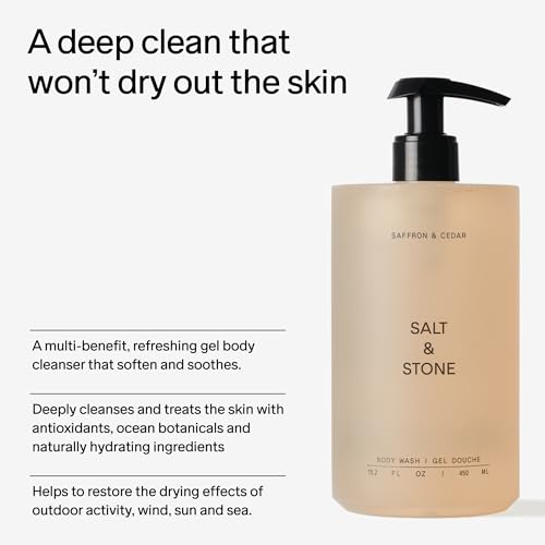 Salt & Stone Body Wash with Antioxidants for Deep Moisture | For Women & Men, Sulfate, Paraben, & Dye Free, Leaving Skin Soft and Hydrated - 15.2 fl oz