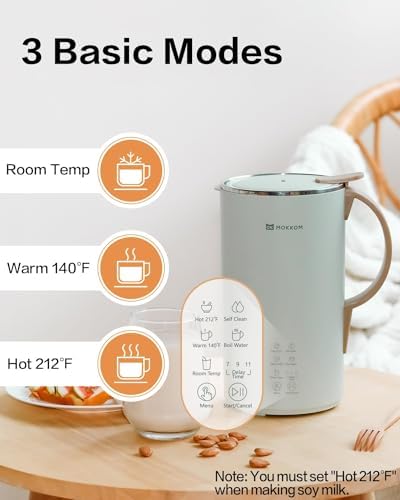 Automatic Nut Milk Maker, 20 oz Soy Milk Maker, Homemade Almond, Oat, Coconut, Soy, Plant-Based Milk and Dairy Free Beverages, Almond Milk Maker with Delay Start/Boild Water/Self Clean - Green