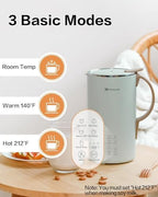 Automatic Nut Milk Maker, 20 oz Soy Milk Maker, Homemade Almond, Oat, Coconut, Soy, Plant-Based Milk and Dairy Free Beverages, Almond Milk Maker with Delay Start/Boild Water/Self Clean - Green