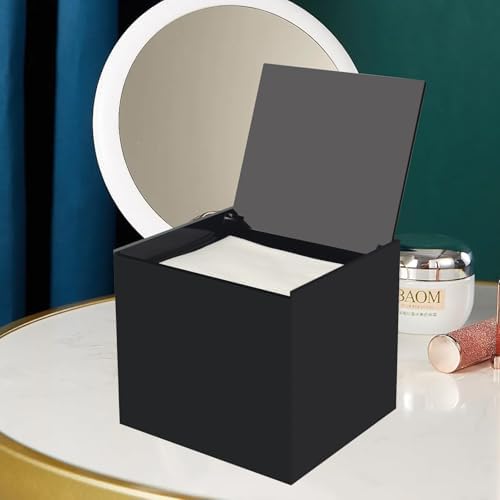 Disposable Face Towel Storage Box Compatible with Facial Towel XL, Acrylic Disposable Face Towelette Holder Container, Black