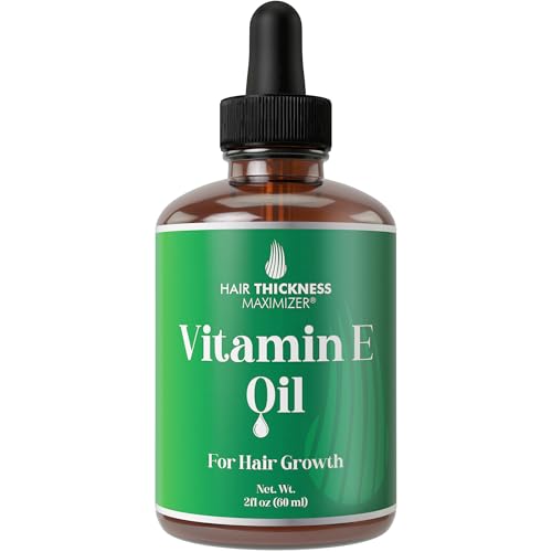 Vitamin E Oil for Hair Growth - Thickening, Moisturizing, Strengthening Serum For Women, Men. Single Ingredient Scalp Treatment For Weak, Dry, Frizzy Hair 2oz