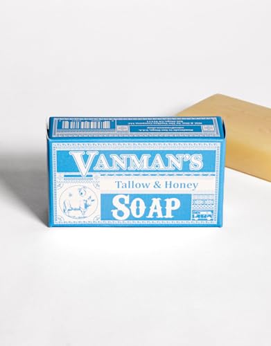 Vanman - Pure Beef Tallow with Honey - Pure Saponified Grass Fed Beef Tallow for Skin, Raw Honey, Unscented - Beef Tallow and Honey Soap - 2 Pack