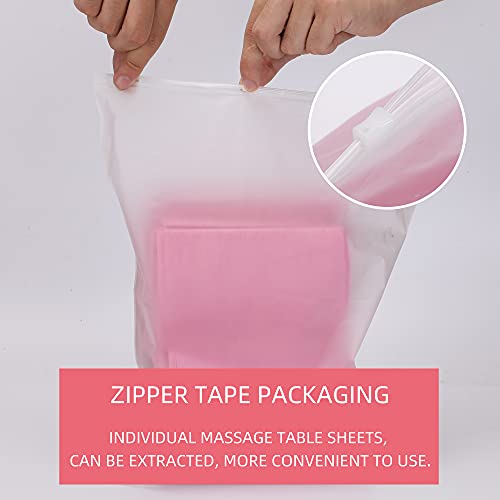 20PCS Massage Table Sheets Disposable Non Woven SPA Bed Cover Breathable Polypropylene Fabric 31" x 70" Thin, Not Waterproof （Pink）