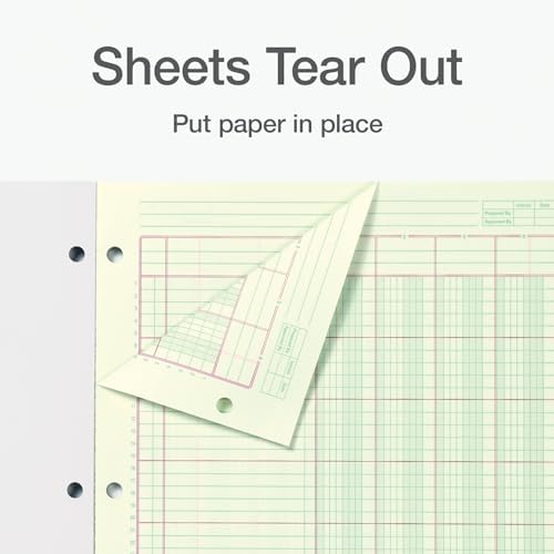Adams Columnar Analysis Pad, 4 Column Ledger, 8.5" x 11", 100 Pages (50 Sheets), Green, 3 Hole Punch, for Accounting, Bookkeeping & Data (ACP85114)