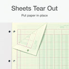 Adams Columnar Analysis Pad, 4 Column Ledger, 8.5" x 11", 100 Pages (50 Sheets), Green, 3 Hole Punch, for Accounting, Bookkeeping & Data (ACP85114)