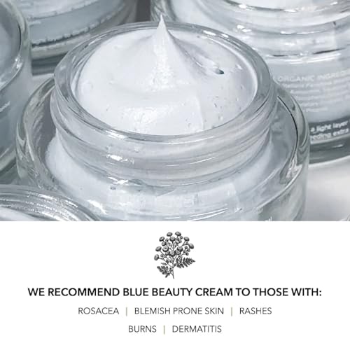 Pretty farm girl Blue Beauty Tallow Face Cream - Ultra-Hydrating & Rejuvenating - Blue Tansy Flower Oil Scent - Handmade - All Skin Types - For Around the Eyes, Neck, and Lips