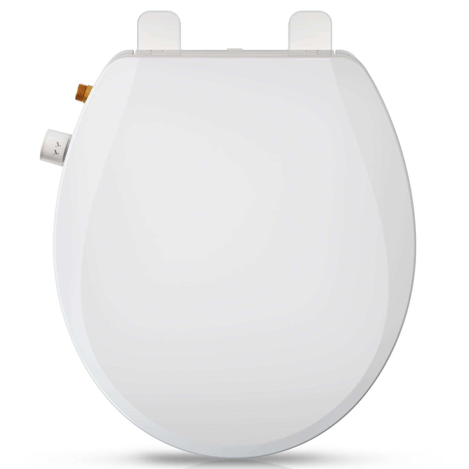 Clirass Round Bidet Toilet Seat with Quiet-Close, Non-Electric Bidet Mode with Dual Nozzles, Fit Round Toilet Seat, Adjustable Water Pressure with Brass inlet (Round)