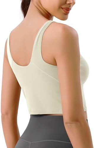 ODODOS Cloud Feeling Tank Bra for Women U Back Wirefree Longline Sports Bra Yoga Crop Top