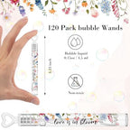 120 Count Wedding Mini Bubble for a Wedding Wands Bulk Heart Bubble Wand for Guests Send Off Party Supplies Valentine Anniversaries Celebration (Wild Flower)