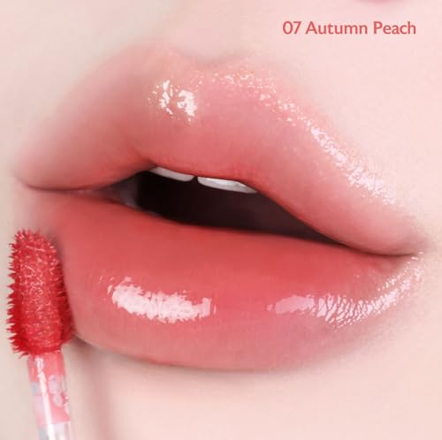 MILKTOUCH Jelly Lip Glow Tint - Hydrating Lip Gloss with Long-Lasting Moisture, Lip Stain, Lightweight, Radiant Shine, Perfect for Daily Use, Valentines Gifts, Korean Lip Oil (07 Autumn Peach)