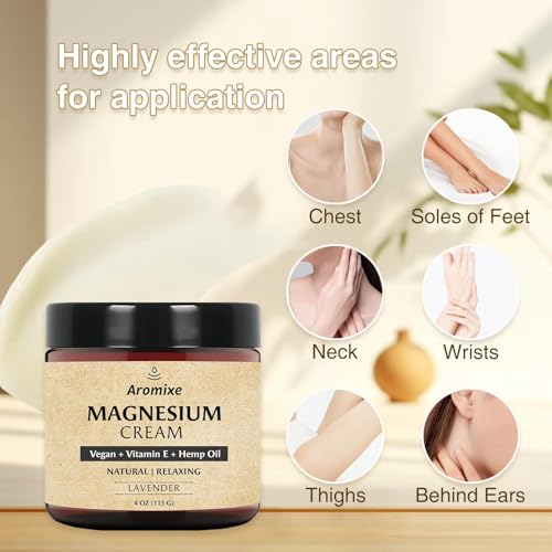 Magnesium Cream For Feet, Lavender Scent Magnesium Cream for Sleep,Soothes Muscle Tension,Magnesium Lotion for Relaxation, 4oz