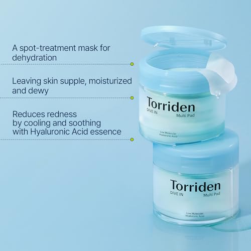Torriden DIVE IN Multi Pad (80 pads) | Serum infused Facial Pads for Cooling, Soothing, Hydrating Spot Masking | Hyaluronic Acid, Panthenol, Allantoin