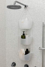 Umbra 022360-670 Bask, White Hanging Shower Caddy, Bathroom Storage and Organizer for Shampoo, Conditioner, Bath Supplies and Accessories, 11-1/4" x 5-1/4" x 36-1/2" h