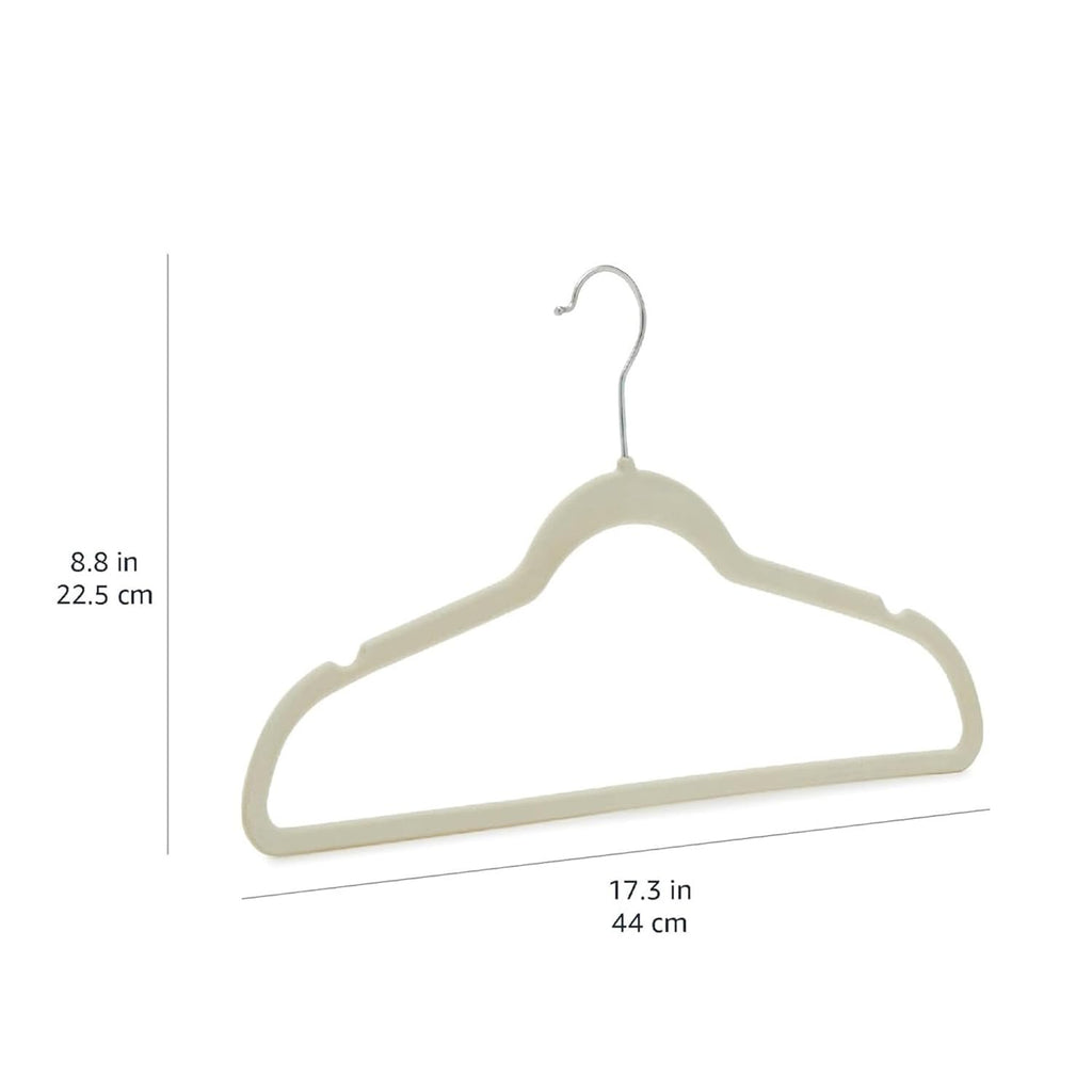 Amazon Basics Slim Velvet Non-Slip Space Saving Suit Clothes Hangers, Closet Organizer, Ivory/Beige, 30-Pack