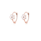 Reffeer Solid 925 Sterling Silver Flower Hoop Earrings Huggie for Women Teen Girls Daisy Hoop Earrings Cartilage Helix Earrings (C-Rose Gold)