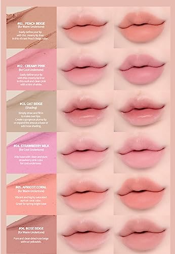 Heart Percent Dote On Mood Lip Pencil, Long-Lasting Creamy Lip Crayon Smooth Color Liner Retractable Lipstick Pencil 0.8g, #01. Peach Beige