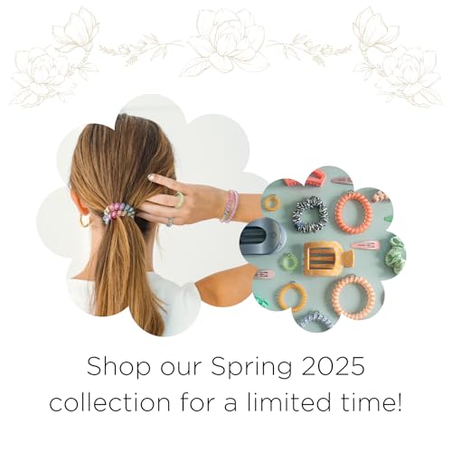 TELETIES - Mixed Spiral Hair Coils - Spring Collection - Ponytail Holder Hair Ties for Women - Phone Cord Hair Ties - Strong Grip, No Rip, Water Resistant, No Crease - 5 pack - Technicolor Dreams