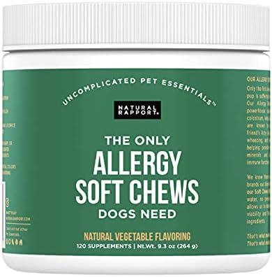 Natural Rapport Dog Allergy Supplement - The Only Allergy Soft Chews Dogs Need - 120ct Treats That Contain Kelp and Bee Pollen for Allergy and Itch Relief