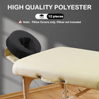 Tatuo 12 Pcs Face Cradle Covers for Massage Head Rest Microfiber Reusable Soft Thicker Massage Table Face Covers Oil Proof Headrest Cradle Sheets for Spa Beauty(Black)