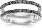 Finecreatio_usa- 0.50Ct Round Cut Lab Created Black Diamond Prong Set Woman's Enhancer Ring Guard Wrap Wedding Ring 14K White Gold Finish (white, 10)