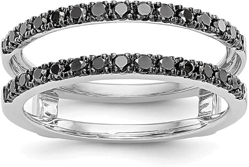 Finecreatio_usa- 0.50Ct Round Cut Lab Created Black Diamond Prong Set Woman's Enhancer Ring Guard Wrap Wedding Ring 14K White Gold Finish (white, 10)