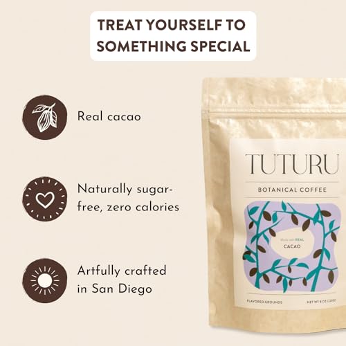 Organic Dark Chocolate Ground Coffee - Medium Roast, Organic Flavored Coffee - Real Cacao - Smooth Low Acid - Perfect for Drip, Pour Over or Cold Brew - 8 oz, 22 Servings