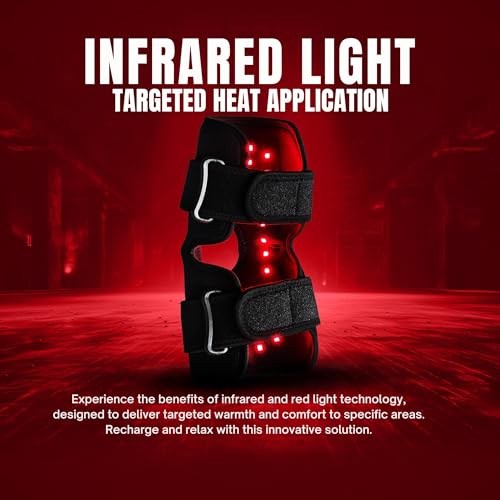 100% Medical Grade Red Light Therapy for Knee Pain Relief, Adjustable 850nm Near Infrared 660nm Red Light Wrap, Heated Knee Brace Device For Stiffness, Recovery and Joint Support
