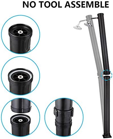 VINGLI Solar Heated Shower, 5.5 Gallon Outdoor Shower with Shower Head and Foot Shower Tap for Outdoor Backyard Poolside Beach Pool Spa,Black (5.5 Gallon)