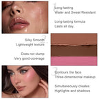 6 Colors Cream Contour Stick Makeup Kit,Shades with Highlighter Stick,Blush Stick and Bronzer Contour Stick for Sculpt the Cheeks,Long Lasting,Waterproof,Matte & Dewy Finish for Woman (SET A)