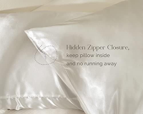Yanibest Satin Pillowcase, Silk Pillow Cases for Hair and Skin with Zipper, Queen Pillow Cases Set of 2 for 20"x30", Exquisite Packaging for Women Men