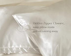 Yanibest Satin Pillowcase, Silk Pillow Cases for Hair and Skin with Zipper, Queen Pillow Cases Set of 2 for 20"x30", Exquisite Packaging for Women Men