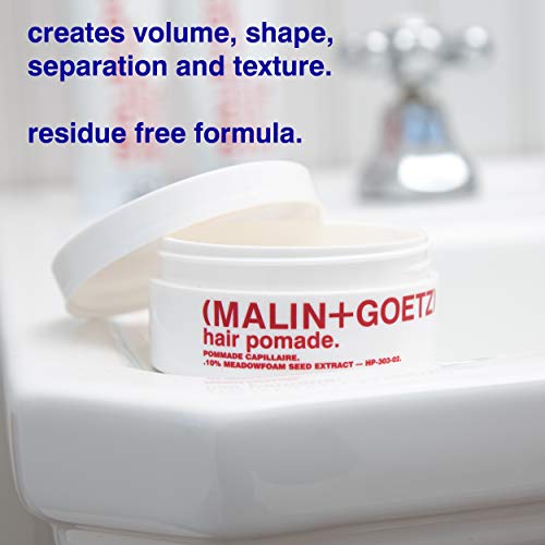 Malin + Goetz Hair Pomade, 2 oz. — Men & Women Hair Styling Product for All Hair Types or Textures, Lightweight All Day Hold, Natural Fragrance & Color, Cruelty-Free & Vegan. 2 fl oz