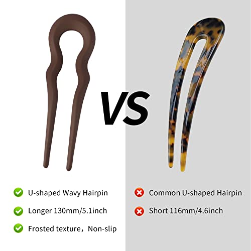 FRDTLUTHW 5.1Inch U Shaped Hair Fork Frosted French Hair Pin for Women Girls(pack of 4)