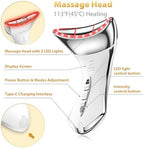 True Beauty Glow Facial Massager for Neck Care, Red Light for Face,Water Resistant 5-in-1 Led Facial Sculptor (White-Silver)