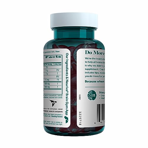 NEURIVA Original Brain Supplement for Memory, Focus & Concentration + Learning & Accuracy with Clinically Tested Nootropics Phosphatidylserine and Neurofactor, Strawberry Flavor, 50 Gummies