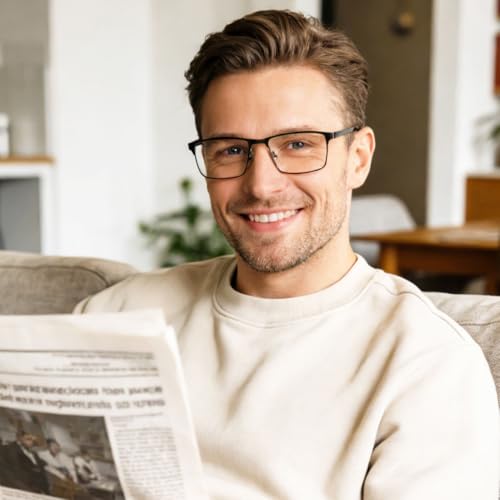 EYECEDAR 5 Pack Reading Glasses Men Metal Spring Hinges with Blue Light Blocking Eyeglasses Computer Readers for Men 1.5