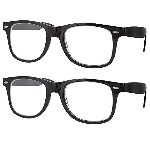 grinderPUNCH 2 Pack High Magnification Reading Glasses Strong Power Readers - 4.00-6.00 Black/+5.00
