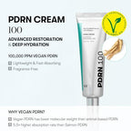 VT COSMETICS PDRN Cream 100, Nourishing & Restorative Moisturizer with 100,000 ppm Vegan PDRN, Lightweight Hydrating Cream for Glowy Glass Skin, Korean Skincare