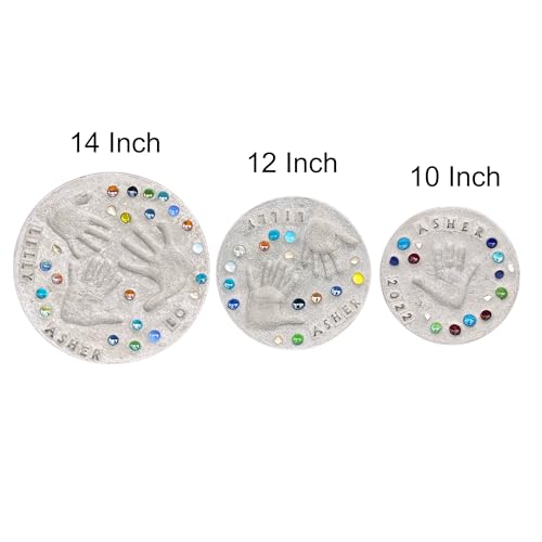 Large DIY Handprint Stepping Stone Kit, Mother's Day Gift, Footprint Stepping Stone (10 Inch + Stamp Set)