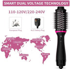Plus 2.0 Dual Voltage Hair Dryer Brush with European Plug, Blow Dryer Brush for European Travel 125V - 240V One Step Hair Dryer and Styler Volumizer with Negative Ion Anti-frizz Styling Brush