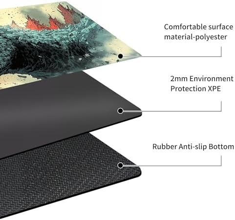 MTG Playmat Non-Slip Rubber Backing Printing Commander Board Game Desk Mat Duel Mat TCG PTCG Playmat 24x14 inches and Free Storage Bags (Godzilla with Zones)