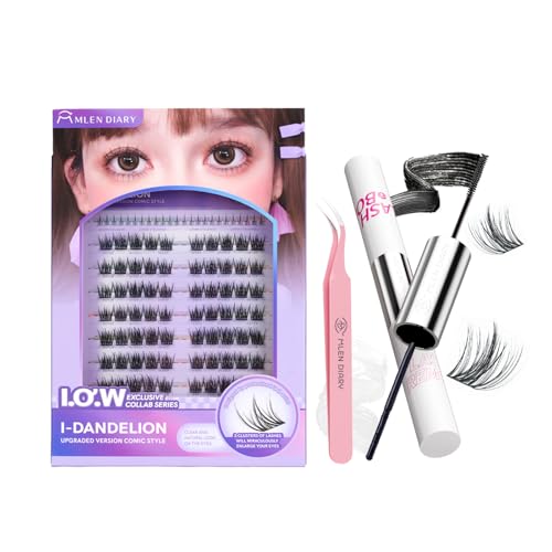 Natural Lash Clusters Kit 10-12mm with 6mm Bottom Lashes Wispy Lash Extension Kit 114Pcs C Curl Cluster Eyelash Extensions Superfine Band DIY Individual Cluster Lashes with Lash Bond and Remover