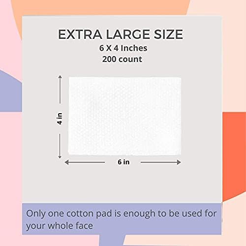 White Rabbit - NAKED COTTON Textured - Perforated Facial Cotton Pads - For Makeup Remover, Toner, Mask - 100% Cotton, Unbleached, Lint-Free - Exfoliating & Durable - Natural & Cruelty-Free - 200 Count