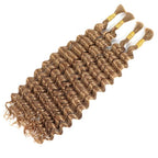 27# Deep Wave Braiding Human Hair Honey Blonde Bulk Human Hair for Braiding Deep Curly Hair for Micro Boho Braids Crochet Human Hair for Bohemian Box Braids100 Grams (2 of 50g)18 inch