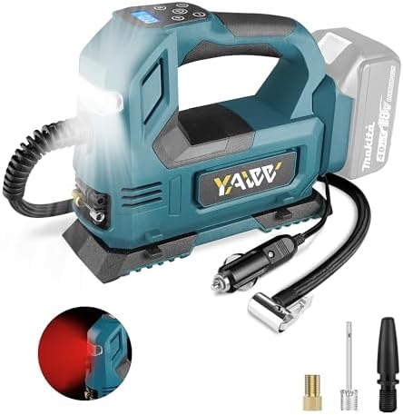 Cordless Tire Inflator Air Compressor for Makita 18V Battery, 160PSI Portable LED Light Handheld Air Pump with Digital Pressure Gauge for Cars Motorcycles Bikes Sport Balls(Battery Not Included)
