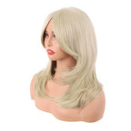 MapofBeauty 20 Inch/50 cm Long Layered With Bangs Straight Synthetic fiber Shoulder Length Hair for Daily Use or Party Wig (Blonde)
